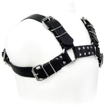 leather body - black bull dog harness