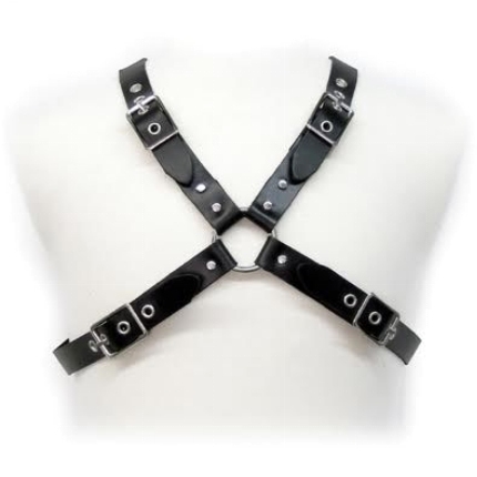 leather body - black buckle harness for men