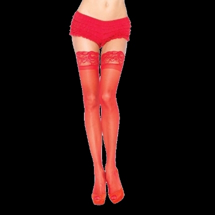 leg avenue - red tights with self-adhesive lace