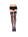 leg avenue - black tights with lace top detail and satin b+a42