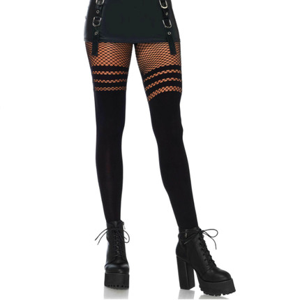 leg avenue - pantyhouse wit fisnhet stripes