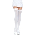 leg avenue - medias nylon blanco y lazo rosa