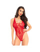 Leg avenue - floral lace teddy red one size