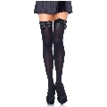 leg avenue - black nylon thigh highs with black bow one size