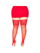 Leg avenue - medias rojas autoadhesivas con encaje ancho one size