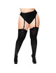 leg avenue - medias altas con lacito negro one size