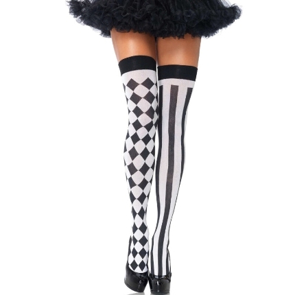 Meias de Liga Leg Avenue Arlequin Preto e Branco