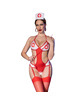 chilirose - cr 4631 set bodysuit nurse crotchless red s/m