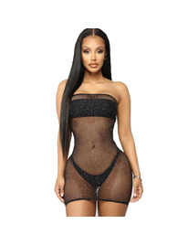 queen lingerie - net body dress with diamonds s/l