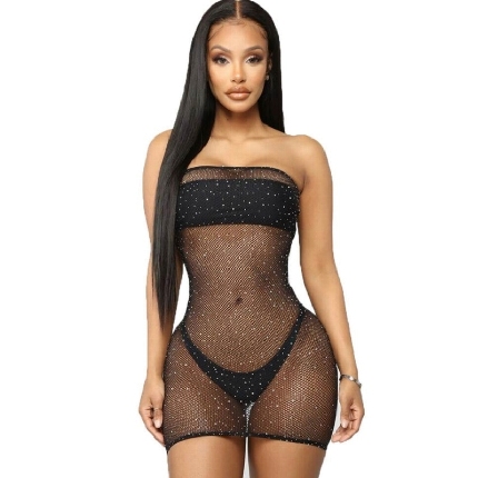 Mini Vestido Queen Lingerie Diamond Preto