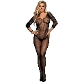 queen lingerie - bodystocking con abertura manga larga s/l