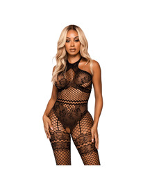 leg avenue - bodystocking cuello halter talla unica - negro
