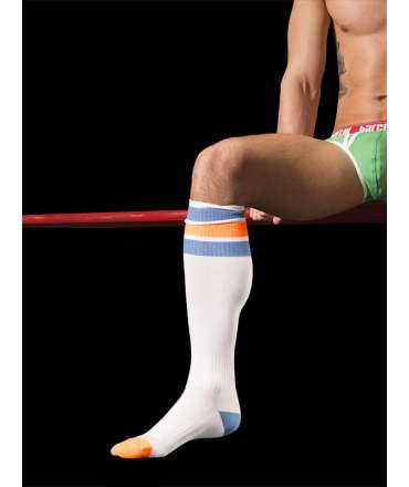 Socks Barcode Neon White Blue Orange 134003