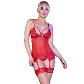 chilirose - cr 4415 set corset rojo s/m