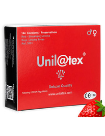 unilatex - preservativos rojos/fresa 144 uds