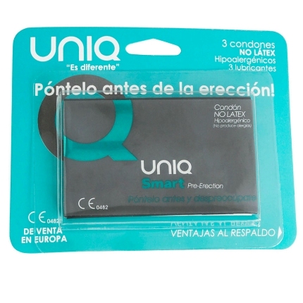 uniq - smart latex free pre-erection condoms 3 units