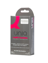 uniq - lady condom preservativos femeninos con liguero sin latex 3 unidades