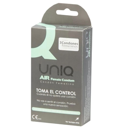 uniq - air latex free female condom 3 units