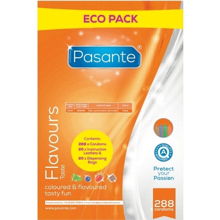 pasante - preservativo eco pack sabores bolsa 288 unidades