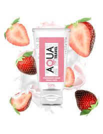 aqua travel - lubricante base agua sabor fresa y nata - 50 ml