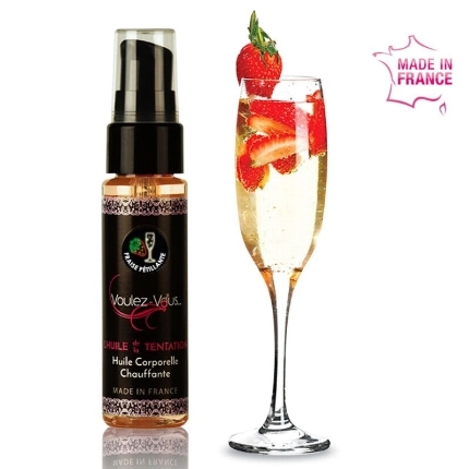 voulez-vous - warming body oil- cava with strawberries 35 ml