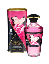 shunga - heat effect massage oil intense raspberry flavor 100 ml
