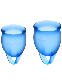 satisfyer - feel confident menstrual cup dark blue 15 + 20 ml