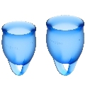 satisfyer - feel confident menstrual cup dark blue 15 + 20 ml