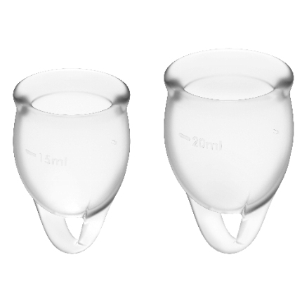 satisfyer - feel confident menstrual cup dark blue 15 + 20 ml