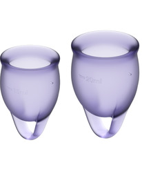 satisfyer - feel confident menstrual cup purple 15 + 20 ml
