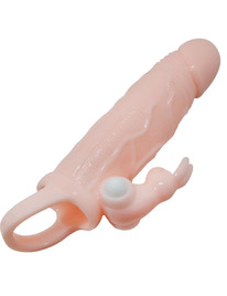 baile - brave man funda pene con rabbit vibrador 16.5 cm natural