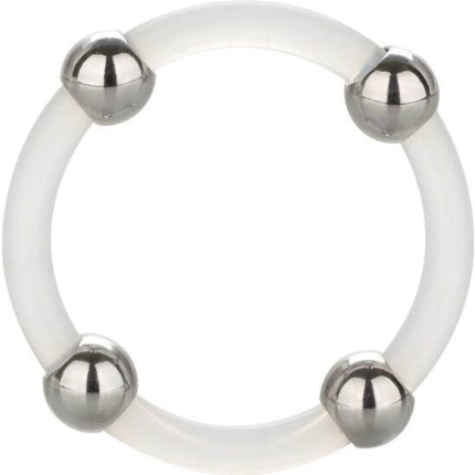 california exotics - anillo de silicona con cuentas de acero talla l