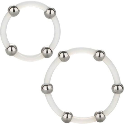 california exotics - kit de 2 uds anillo de silicona con cuentas de acero