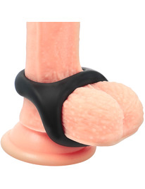 powering - super flexible y resistente anillo pene y testiculos pr13 negro