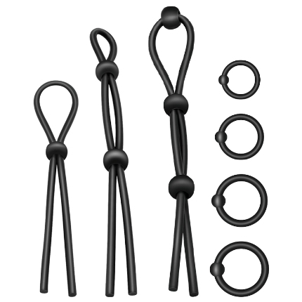 addicted toys - flexible silicone cock ring set 7 pieces