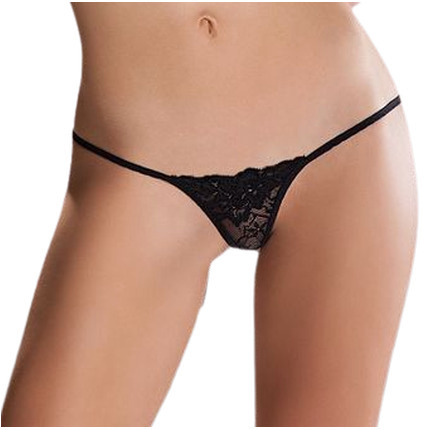 passion - micro thong black one size with lace