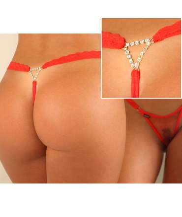 Underwear Red thong with Jewels 176052