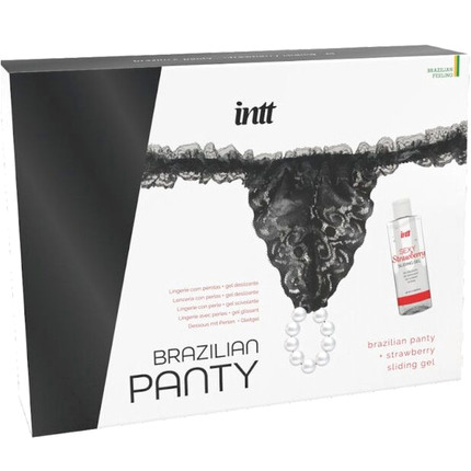 Tanga Intt Preta com Pérolas e Lubrificante 50 ml