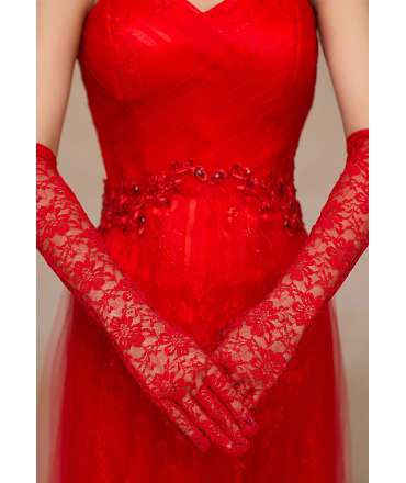 Gloves Lace Red 137002
