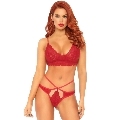 leg avenue - set 2 piezas con tanga doble tiranta s/m rojo