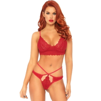 leg avenue - 2 pieces set lace bralette and thong s/m