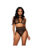 leg avenue - two pieces set halter crop top thong panty panty one size