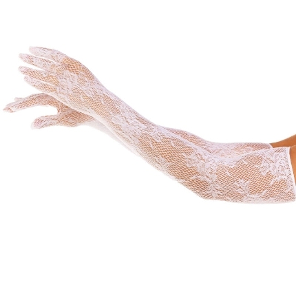 leg avenue - guantes red floral blanco