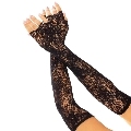 leg avenue - floral network fingerless gloves black