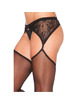 Leg avenue - medias con liguero bordado negro