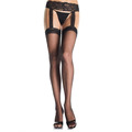 leg avenue - outlet - medias negras con liguero de encaje