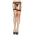 leg avenue - medias de red con liguero de encaje negro