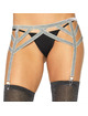 leg avenue - silver lurex elastic garter belt one size
