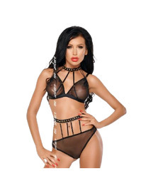me-seduce - dotty set dos piezas negro s/m