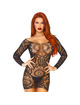 leg avenue - lace long sleeved mini dress one size